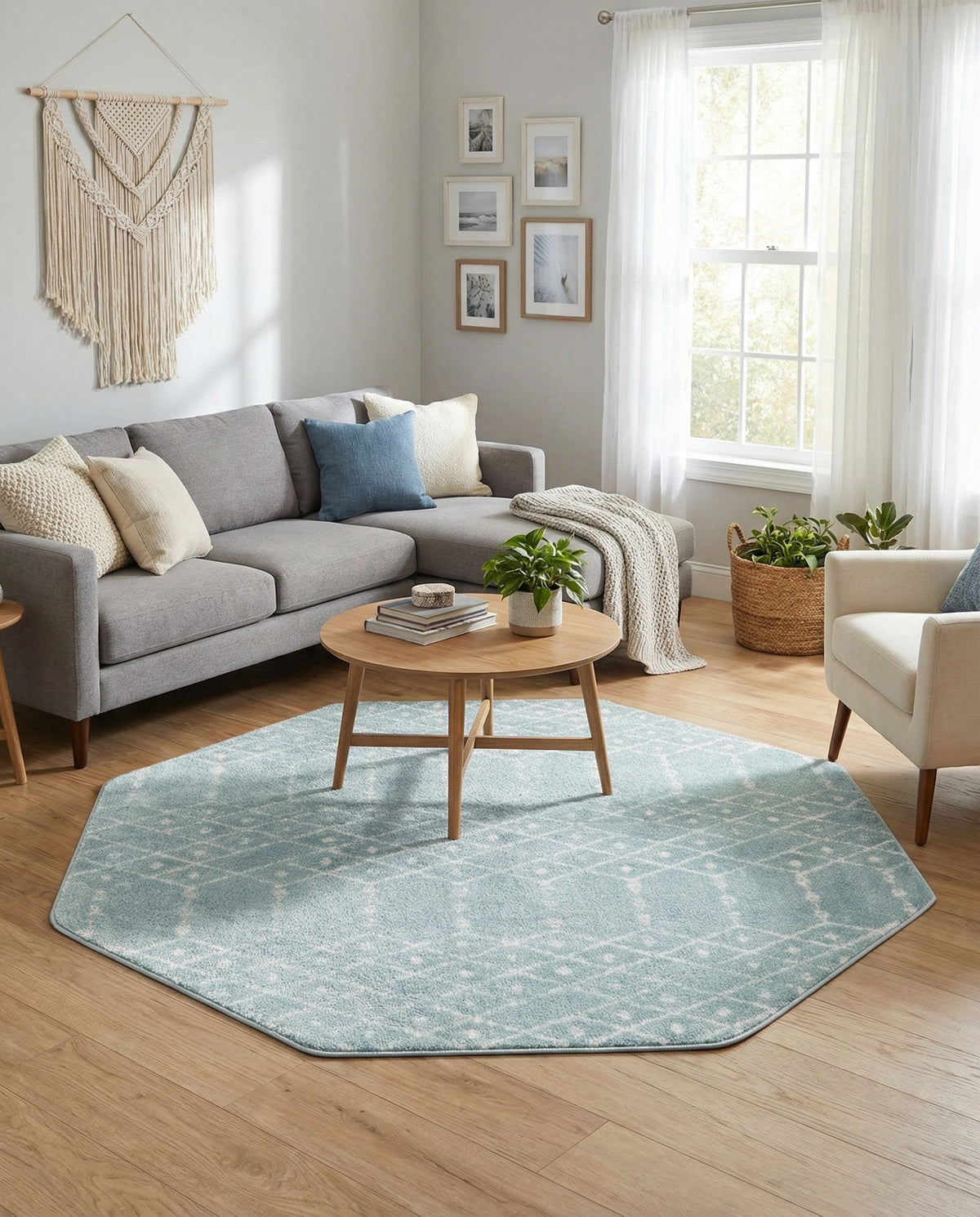 Marrakesh Lattice Collection Area Rug - Casablanca (Aqua) Octagon Aqua  lifestyle 84