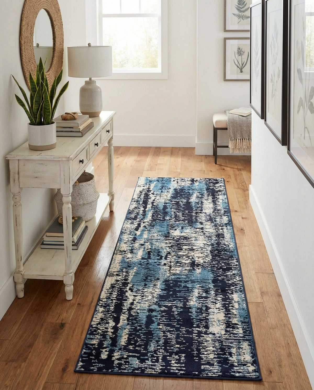 Coastal Haven Collection Area Rug -  Pelican Runner Navy Blue  lifestyle 114
