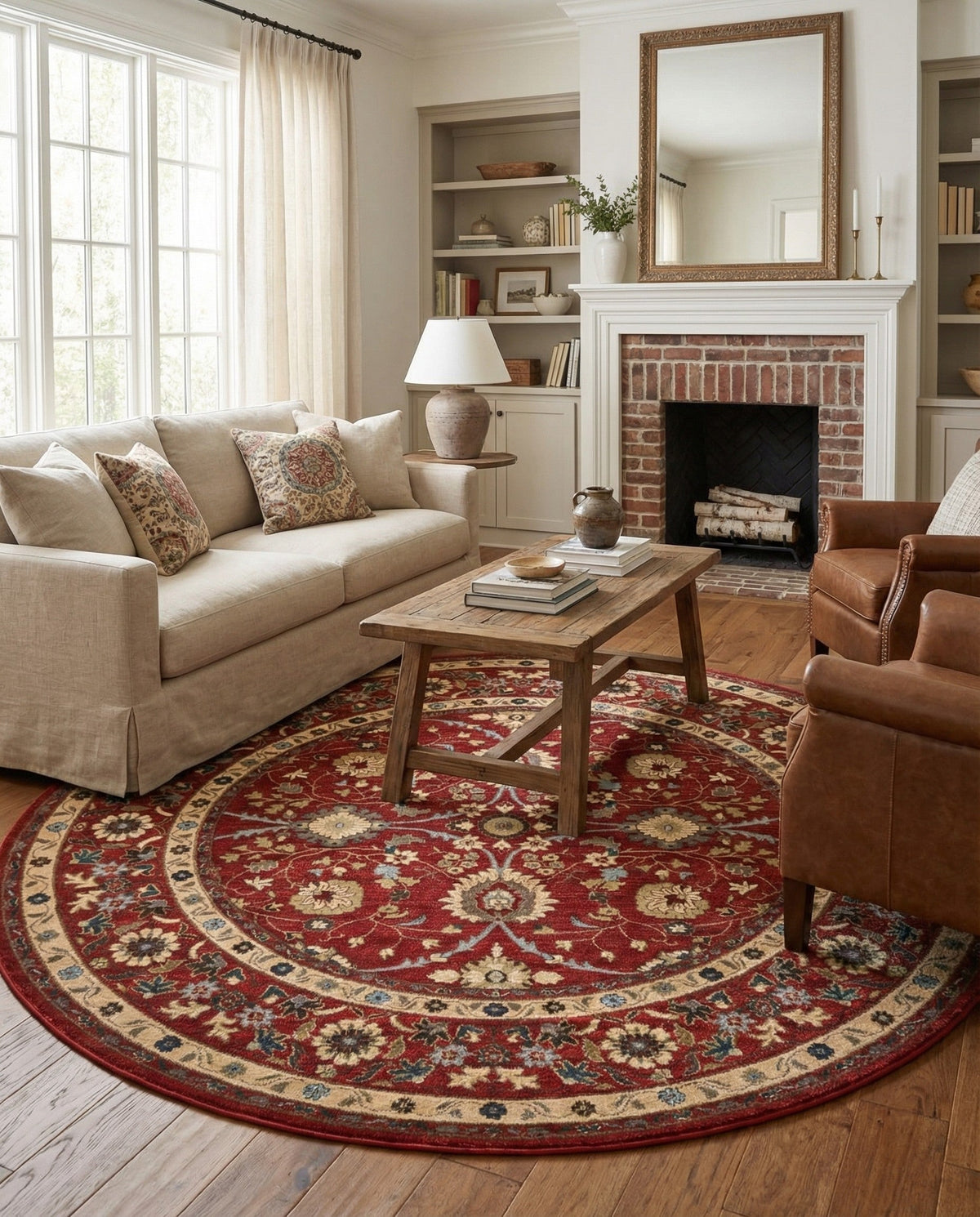 Chelsea Elegance Collection Area Rug -  Osterley Round Red  lifestyle 128