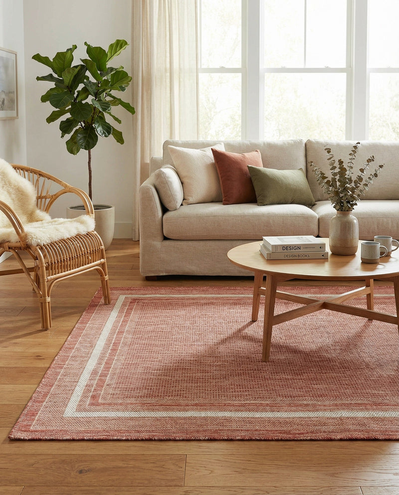 Terrace Fringe Collection Area Rug - Veranda (Rust Red) Rectangle Rust Red  lifestyle 13