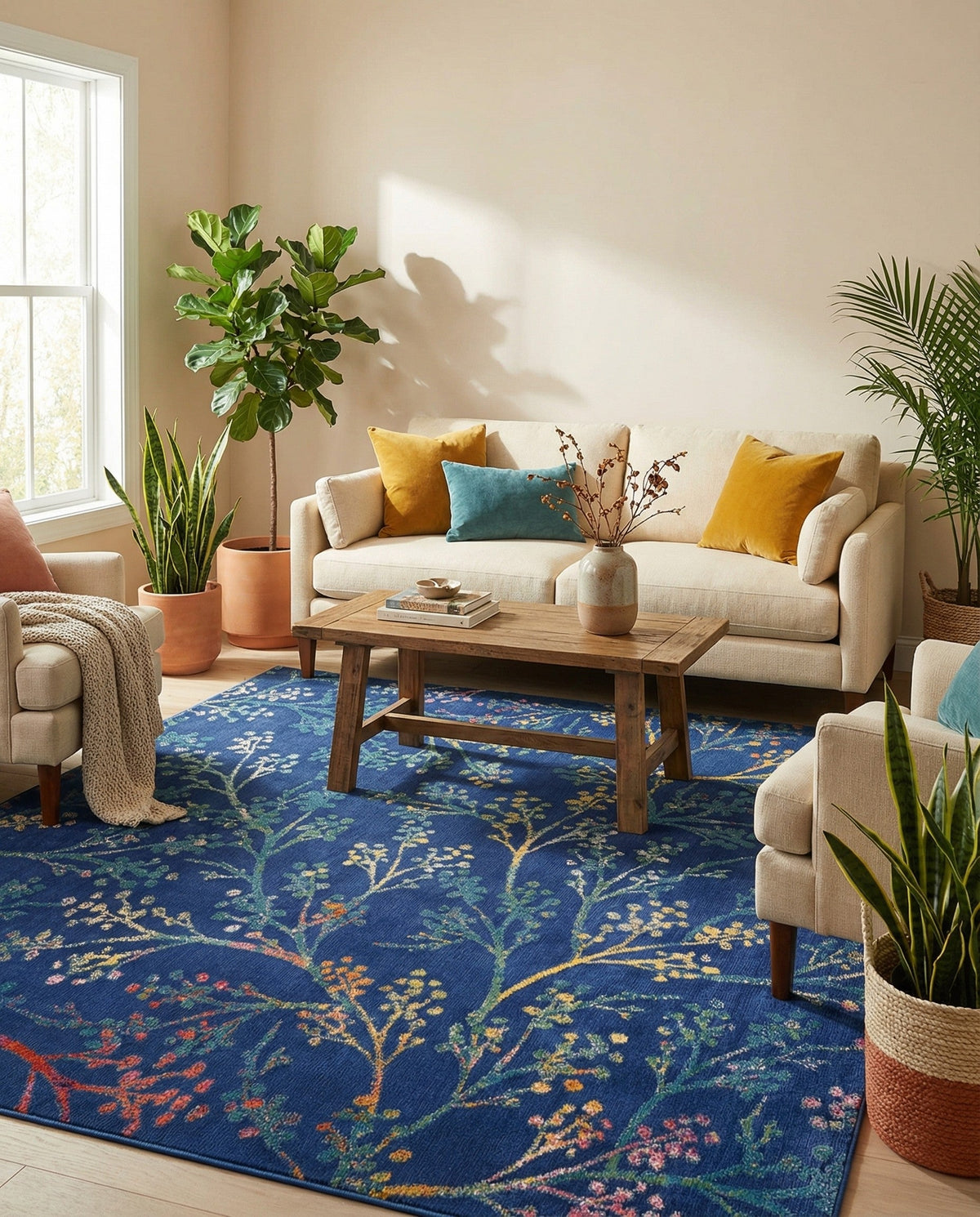 Meadow Breeze Collection Area Rug -  Sunbeam Square Blue  lifestyle 56