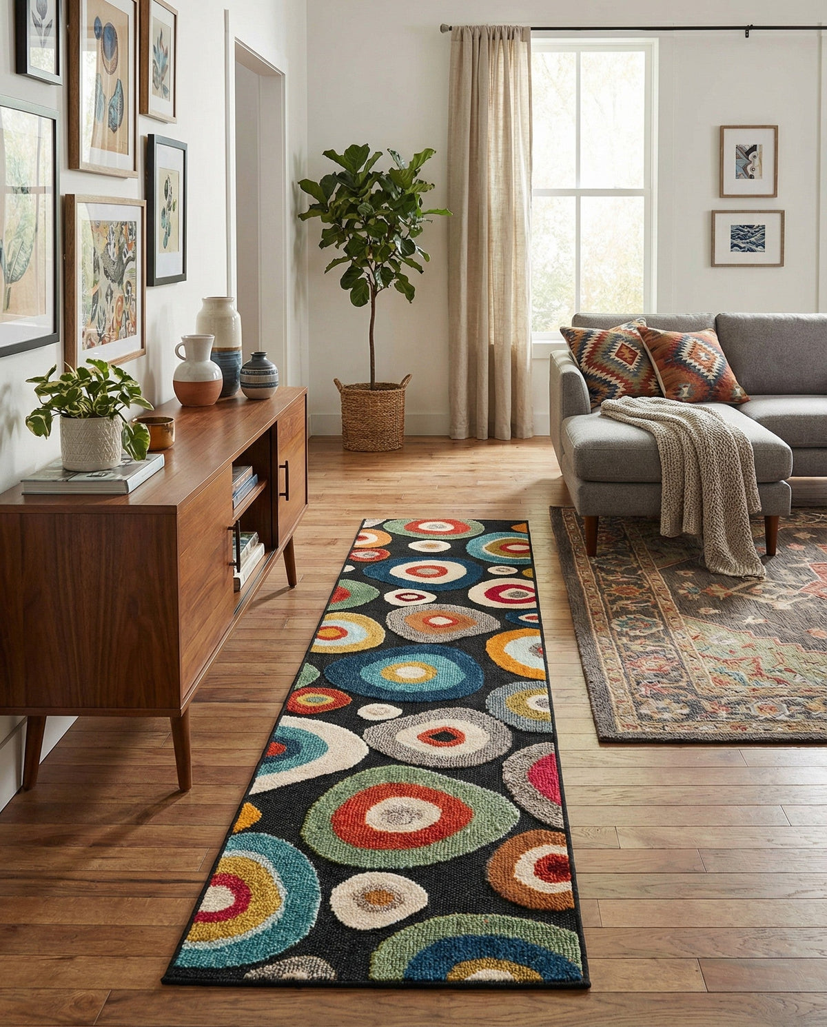 Outdoor Marrakesh Collection Area Rug -  Chefchaouen Runner Multi Black  lifestyle 135