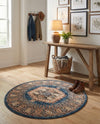 Eden Oasis Collection Area Rug -  Refuge (Blue) Round Blue  lifestyle 66