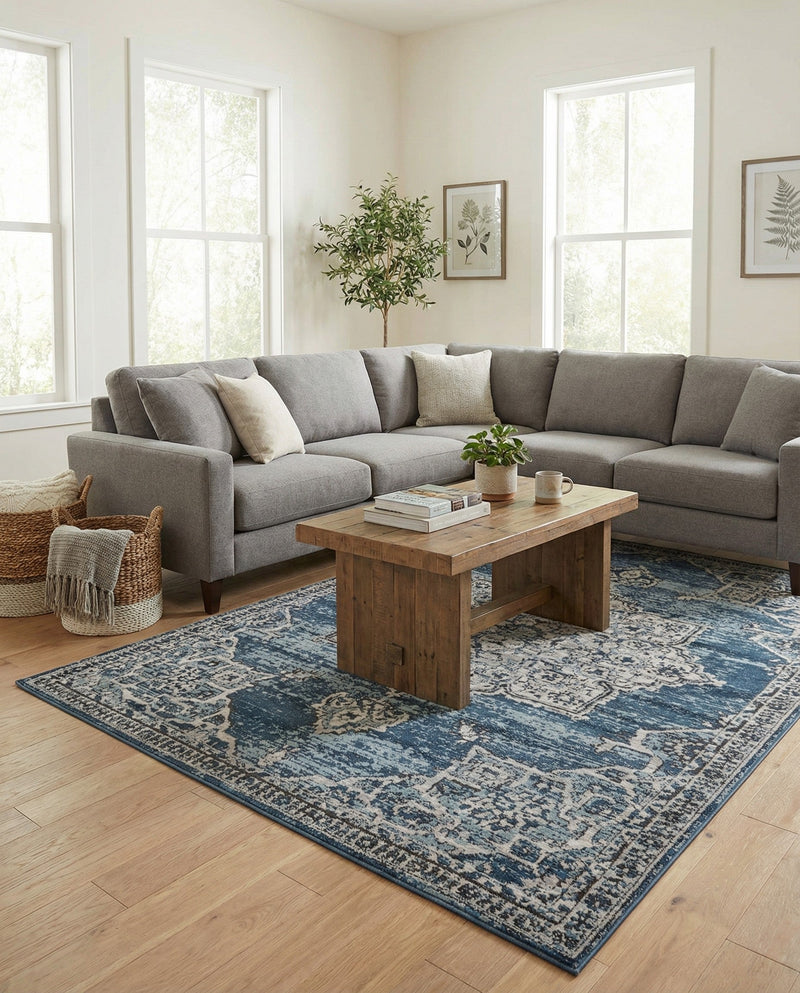 Mykonos Manor Collection Area Rug -  Tinos (Blue) Rectangle Blue  lifestyle 16