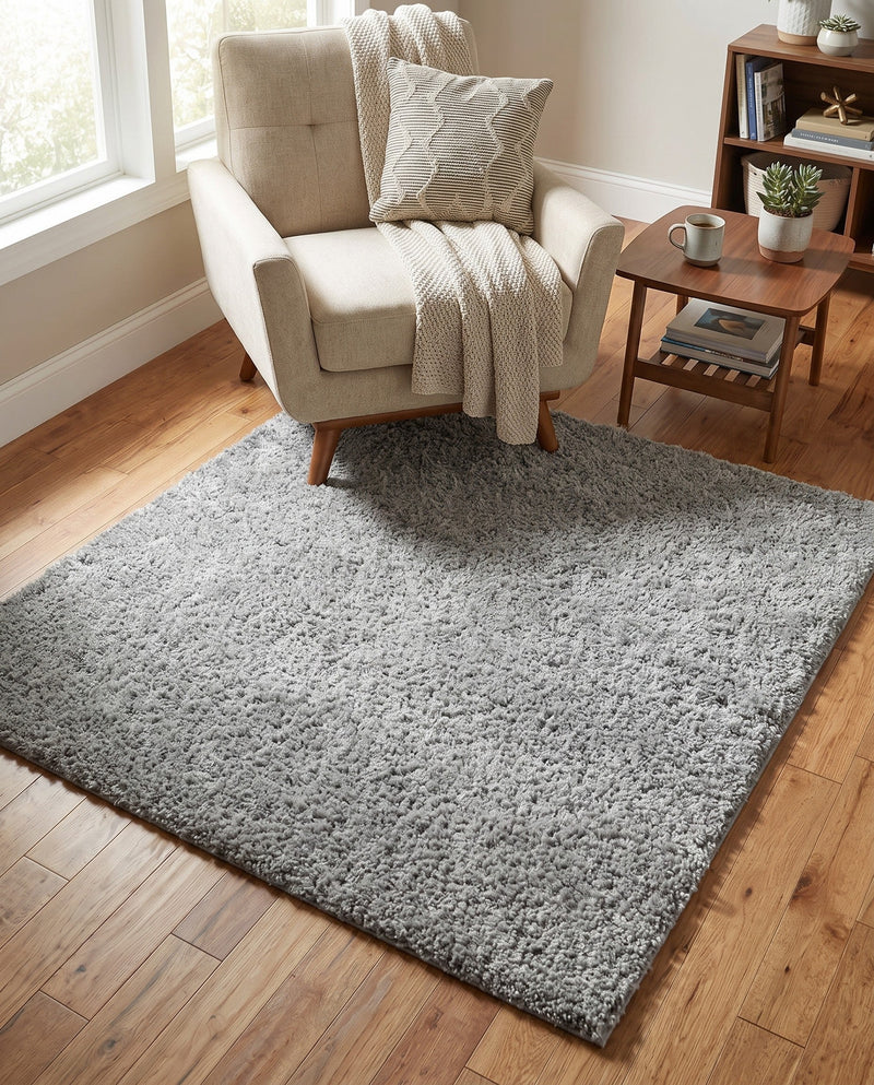 Cozy Comfort Shag Collection Area Rug - Haven (Cloud Gray) Square Cloud Gray  lifestyle 78