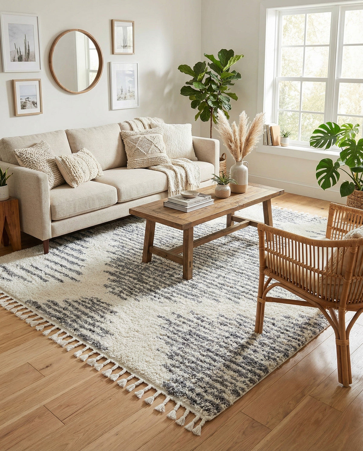 Tranquil Tides Shag Collection Area Rug -  Azure Square White  lifestyle 112