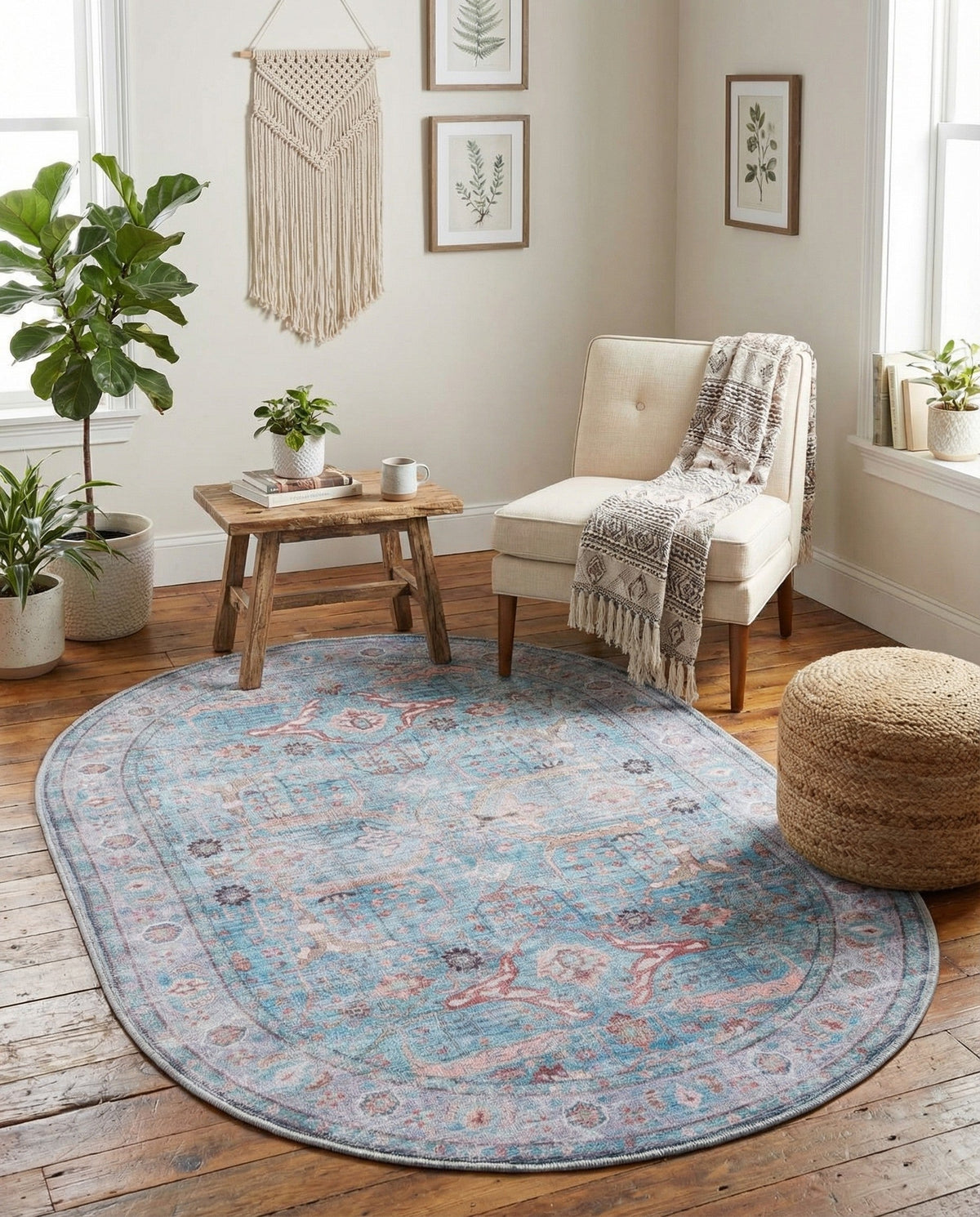 Zahara Oasis Collection Area Rug -  Marrakech Oval Blue  lifestyle 83