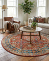 Patio Heritage Collection Area Rug -  Eden Round Antique Red  lifestyle 76
