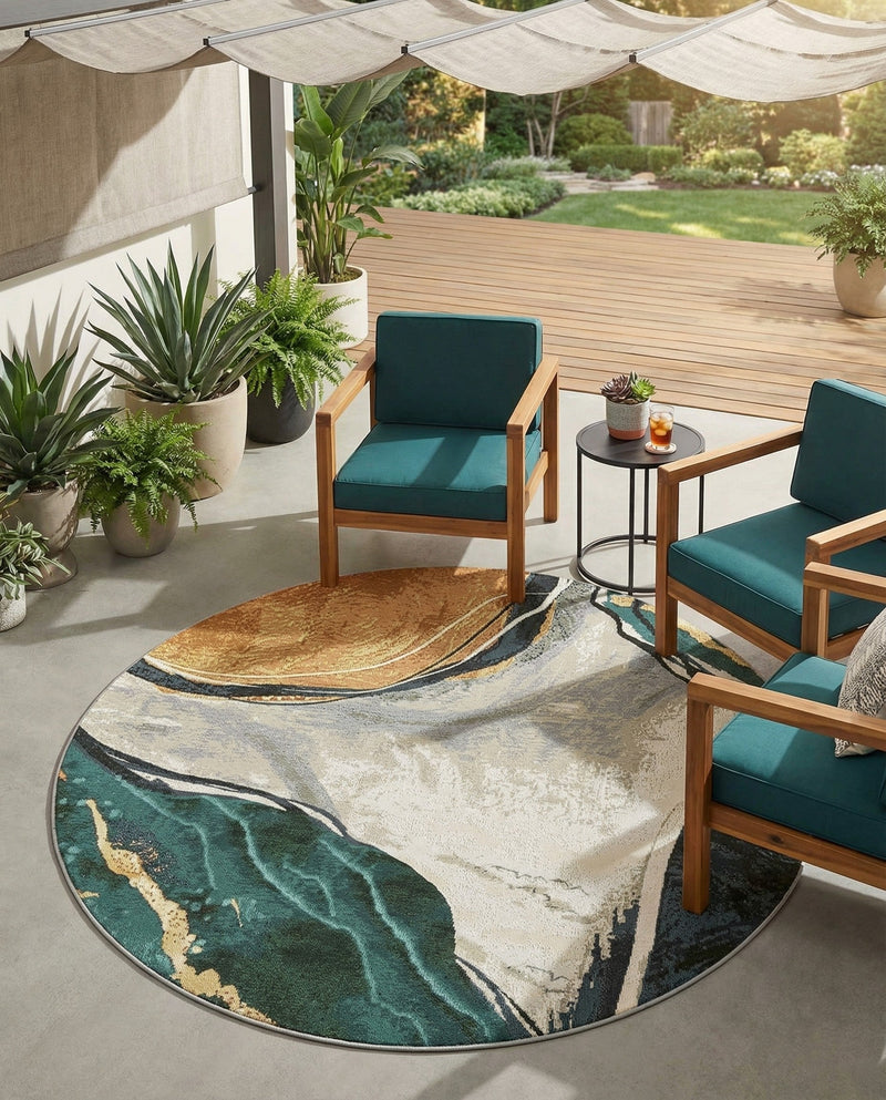 Urban Terrace Collection Area Rug -  Pavilion Round Multi  lifestyle 63