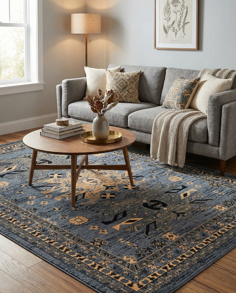 Tabriz Tapestries Collection Area Rug - Azerbaijan (Gray) Rectangle Gray  lifestyle 16