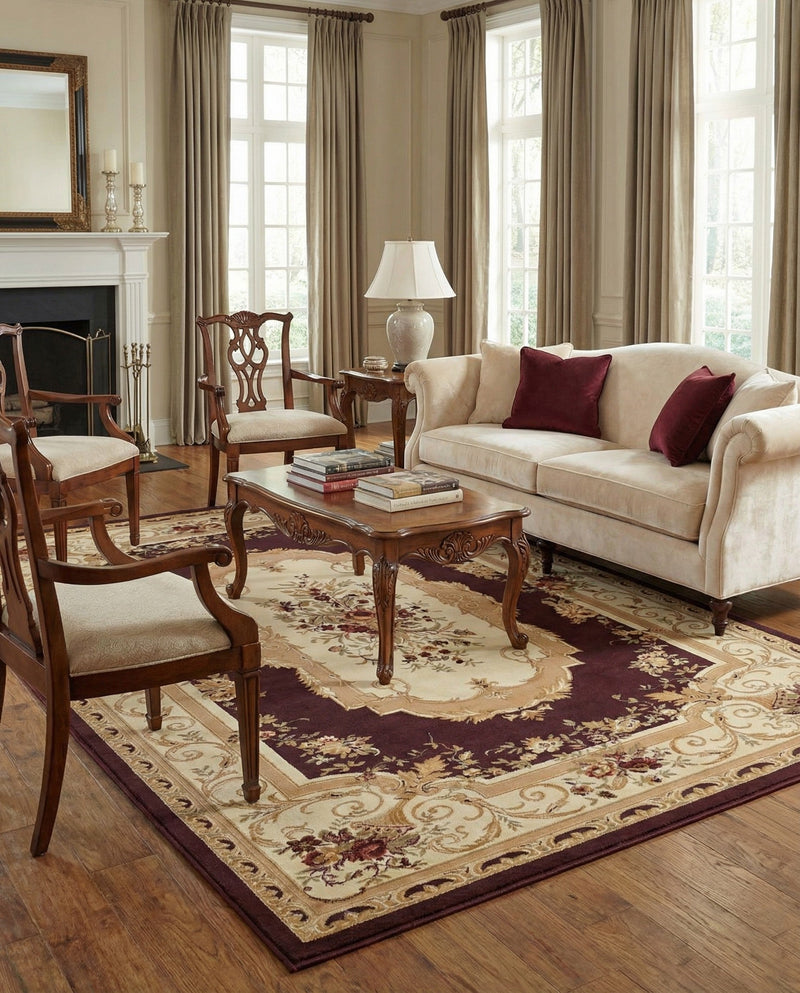 Versailles Elegance Collection Area Rug -  Louveciennes (Brown) Rectangle Brown  lifestyle 3