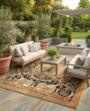 Patio Heritage Collection Area Rug - Veranda Rectangle Black Gold Brown  lifestyle 34