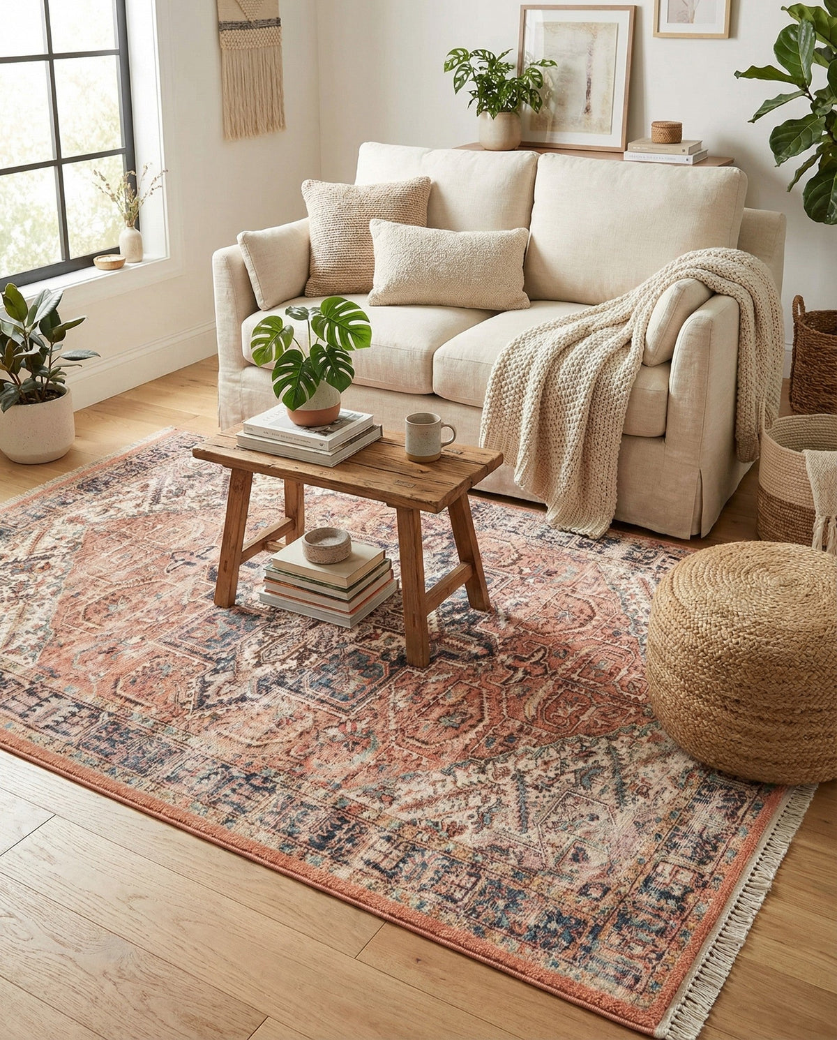 Bazaar Chic Collection Area Rug -  Chefchaouen Rectangle Salmon Pink  lifestyle 12