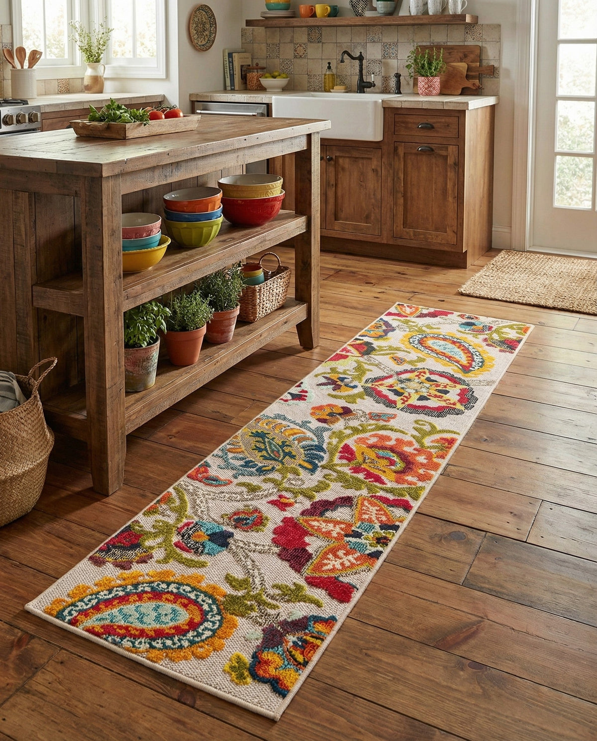Outdoor Marrakesh Collection Area Rug - Fes Runner Multi Beige  lifestyle 117