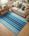 Seaside Stripes Collection Area Rug -  Coral Rectangle Blue  lifestyle 13
