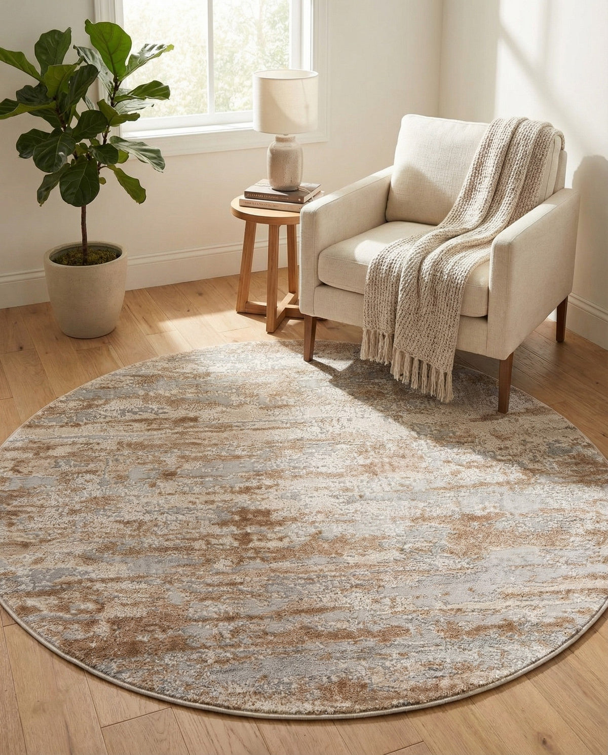 Aegean Elegance Collection Area Rug - Mesa Round Beige  lifestyle 92