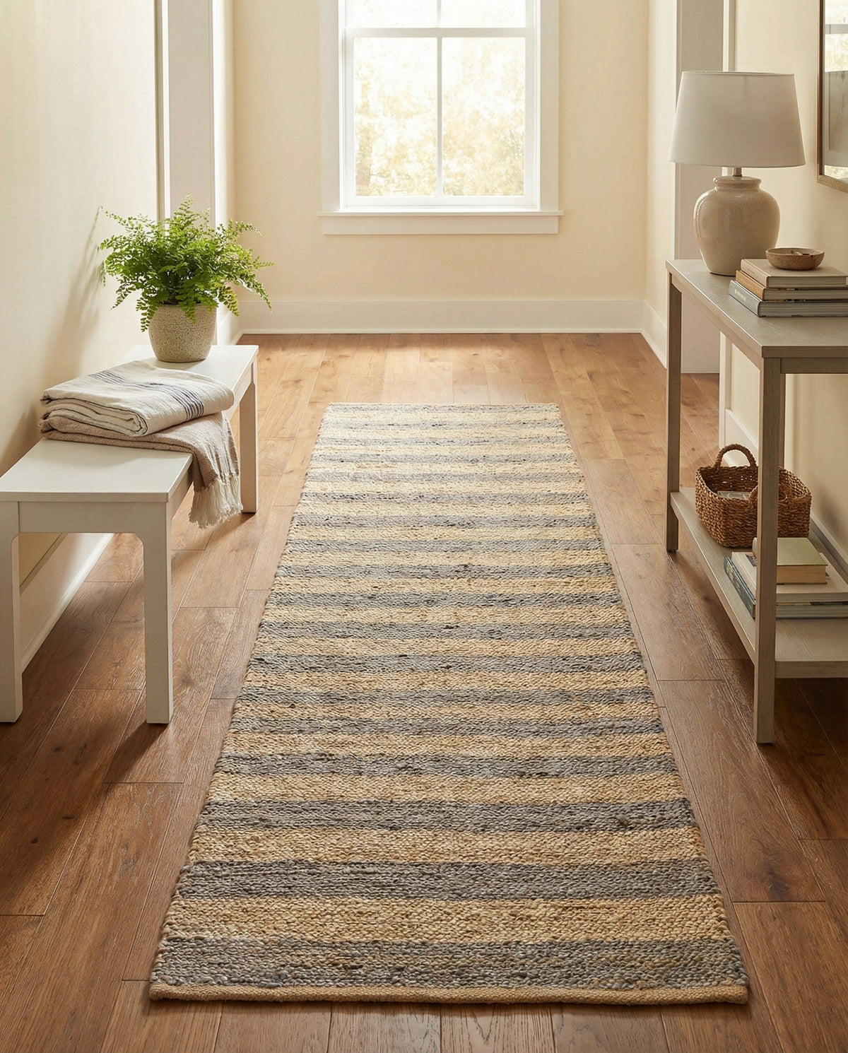 Woven Seaside Jute Collection Area Rug - Nantucket Runner Gray Ivory  lifestyle 84