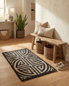 Savannah Threads Collection Area Rug -  Thar Rectangle Black and Ivory  lifestyle 38