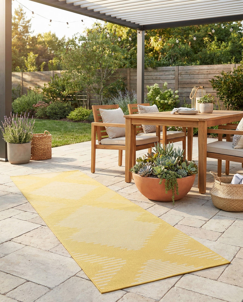 Urban Terrace Collection Area Rug -  Chelsea (Yellow) Runner Yellow  lifestyle 56