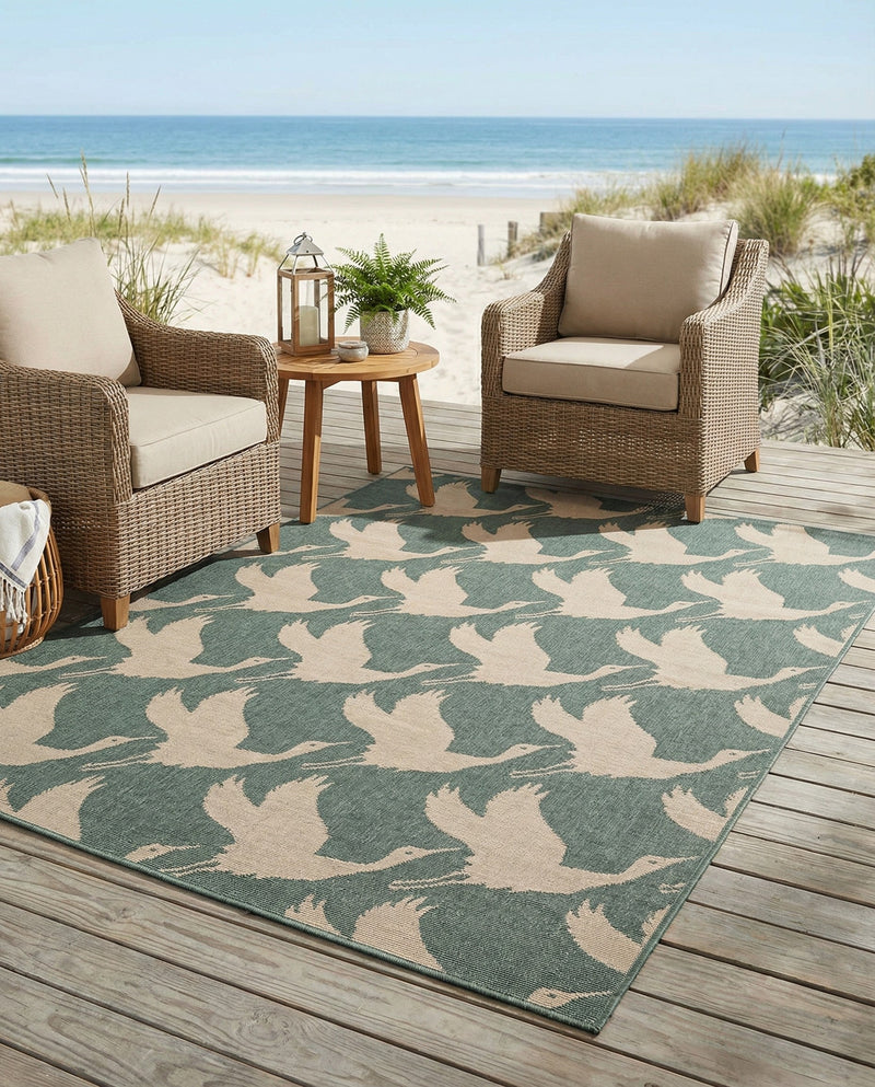 Seaside Haven Rugs Collection Area Rug -  Pelican Rectangle Stone Blue  lifestyle 6