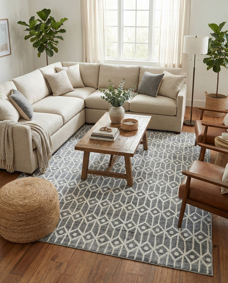 Garden Maze Retreat Collection Area Rug -  Mazeview Rectangle Gray  lifestyle 7