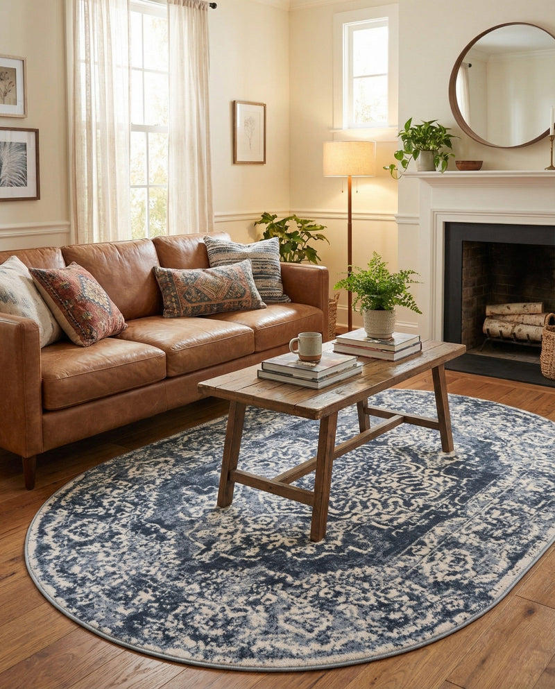 Cambridge Classics Collection Area Rug -  Magdalene (Blue) Oval Blue  lifestyle 34