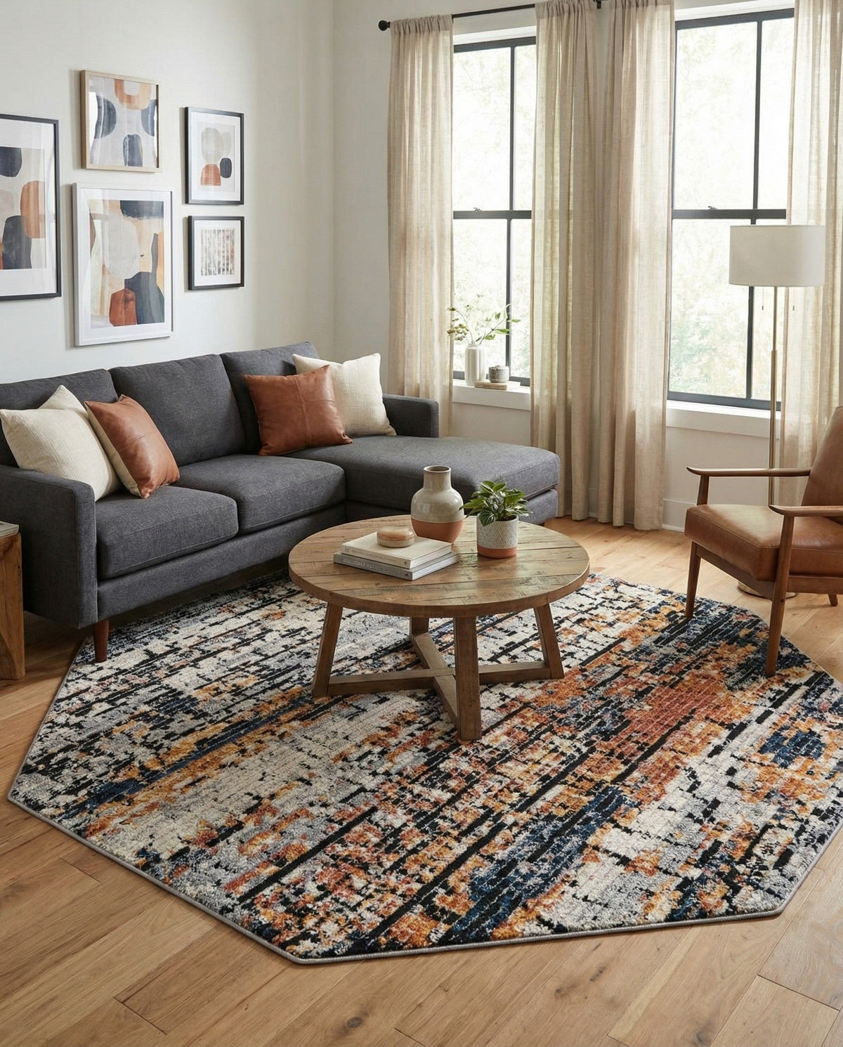 Santa Fe Trails Collection Area Rug -  Chaparral Octagon Multi  lifestyle 117