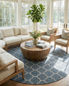 Savannah Pergola Collection Area Rug - Arbor (Navy Blue) Round Navy Blue  lifestyle 41