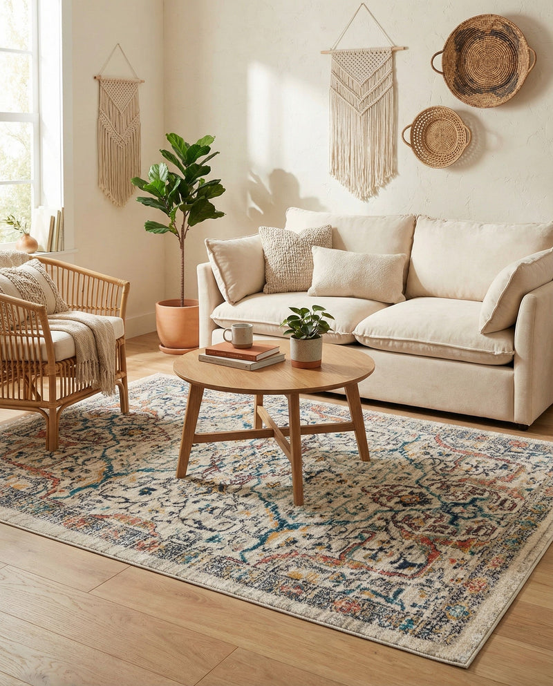 Seville Stripes Collection Area Rug -  Malaga (Ivory) Rectangle Ivory  lifestyle 19