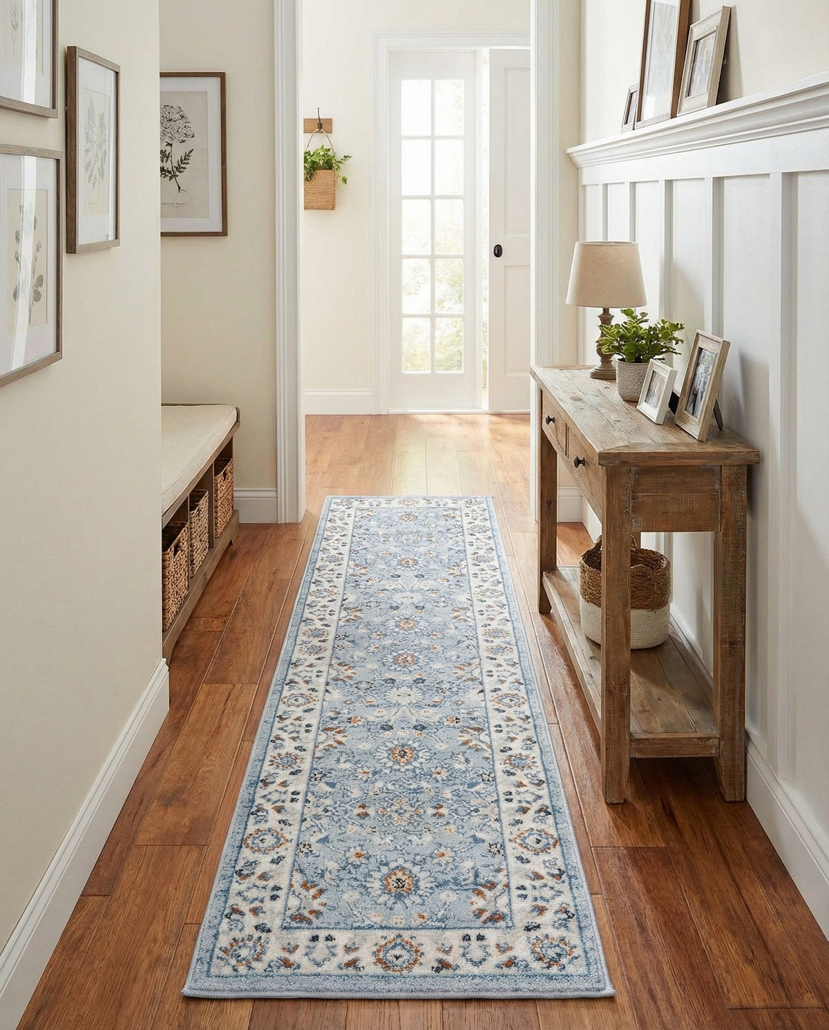 Savannah Elegance Collection Area Rug - Augusta (Aqua Blue) Runner Aqua Blue  lifestyle 92