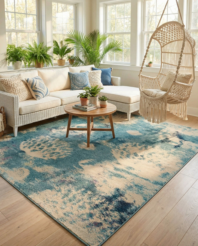 Sorrento Shores Collection Area Rug -  Vico Rectangle Light Blue  lifestyle 35