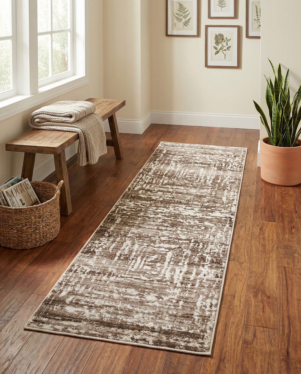 Sanctuary Retreat Collection Area Rug -  Asylum Runner Chocolate Brown  lifestyle 175