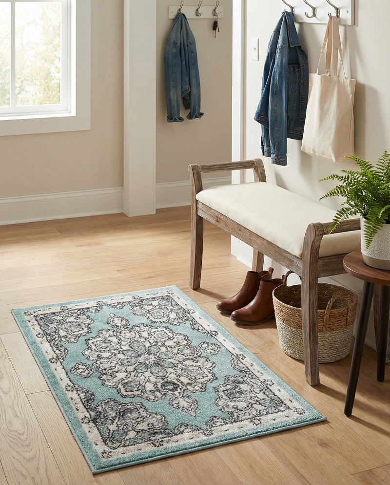 Beverly Grove Collection Area Rug - Melrose (Aqua) Rectangle Aqua  lifestyle 17