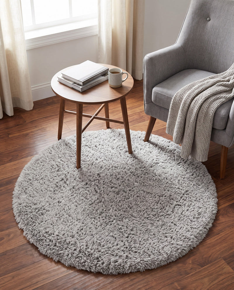 Eternal Plush Oasis Collection Area Rug -  Tranquility (Ash) Round Ash  lifestyle 70