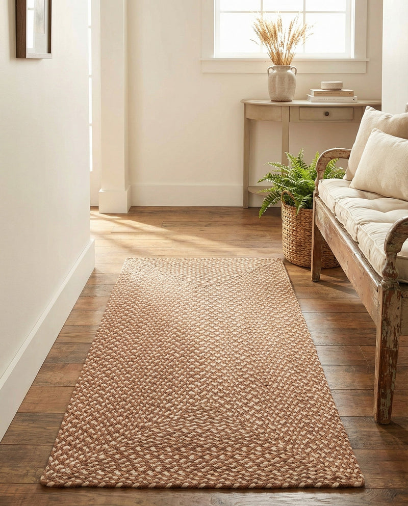 Highland Woven Jute Collection Area Rug - Glenmore (Light Brown) Runner Light Brown  lifestyle 35