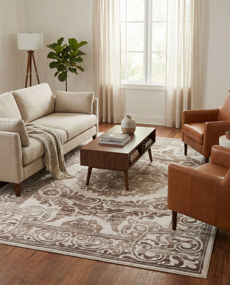 Sanctuary Retreat Collection Area Rug -  Enclave Rectangle Chocolate Brown  lifestyle 39