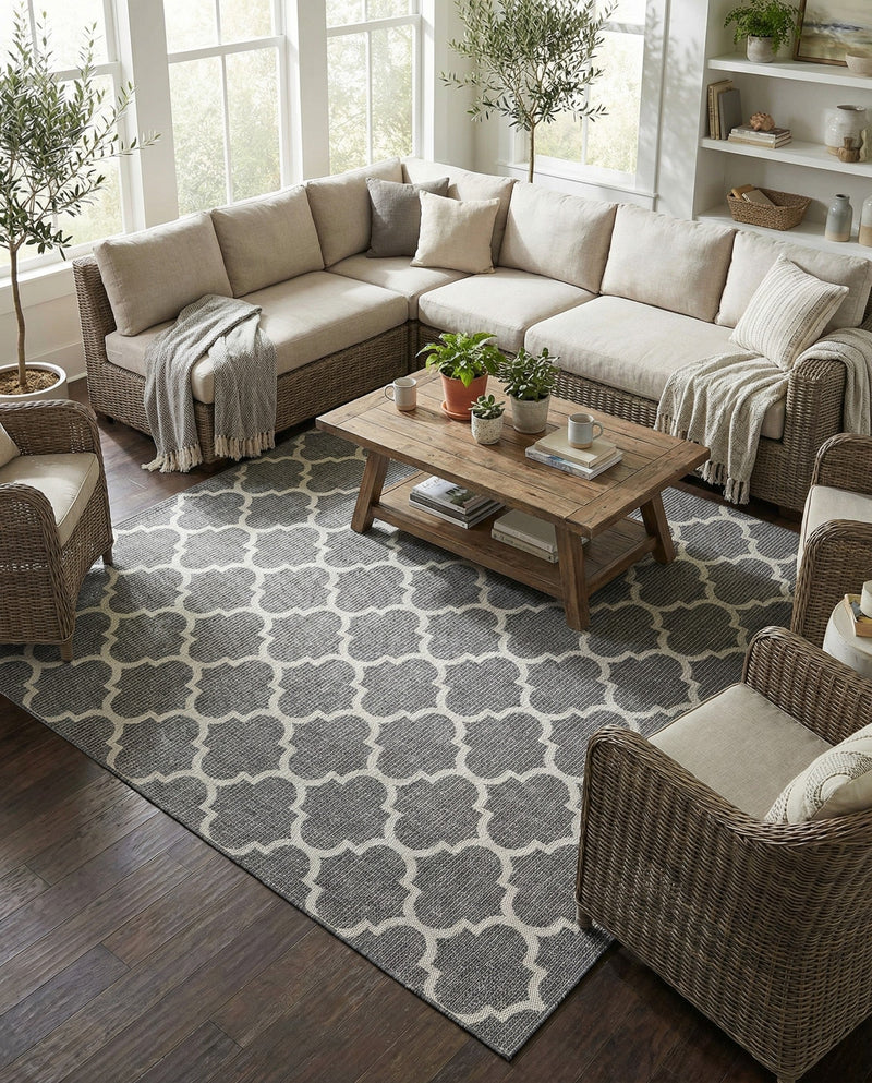 Savannah Pergola Collection Area Rug - Arbor (Black) Square Black  lifestyle 36