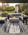 Urban Terrace Collection Area Rug -  Riverside Round Black and White  lifestyle 81