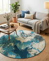Urban Terrace Collection Area Rug -  Gazebo Round Blue and Ivory  lifestyle 53