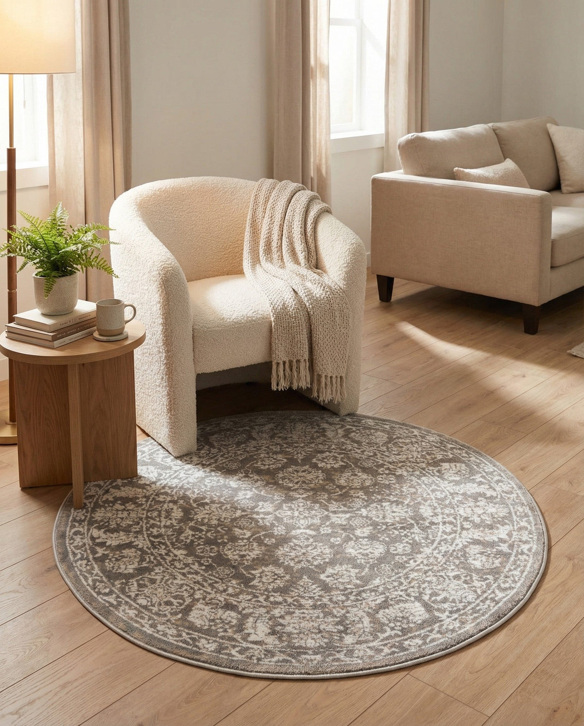 Metro Heights Collection Area Rug -  Astoria Round Gray  lifestyle 101