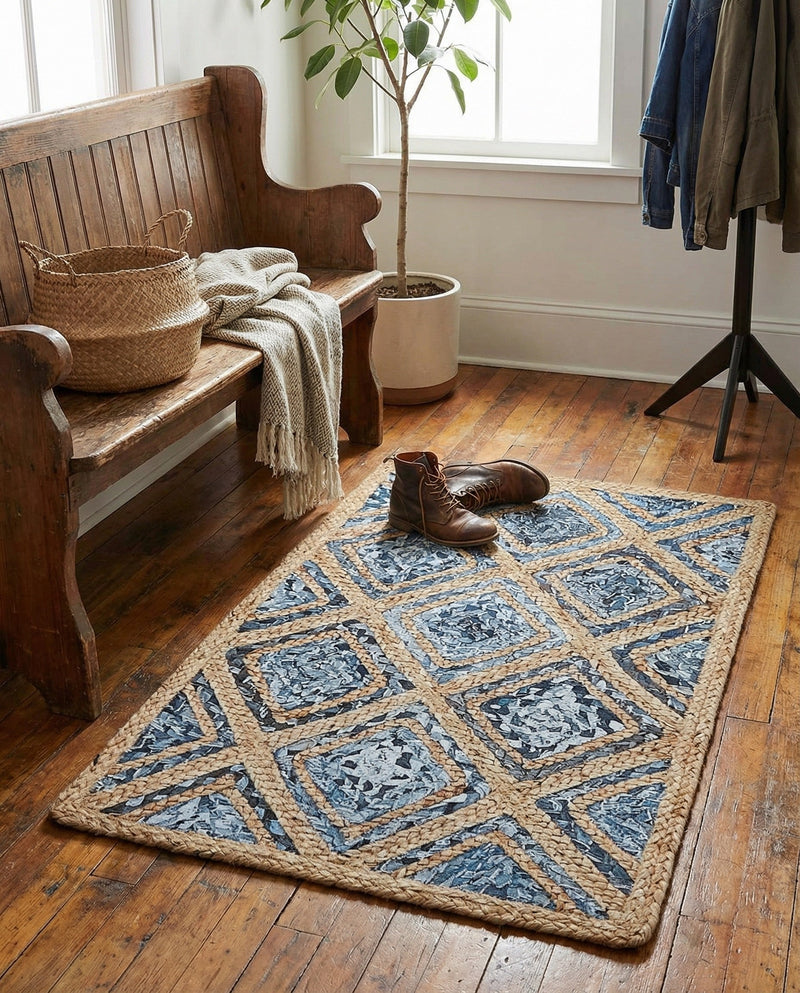 Woven Seaside Jute Collection Area Rug - Marina Rectangle Blue  lifestyle 8