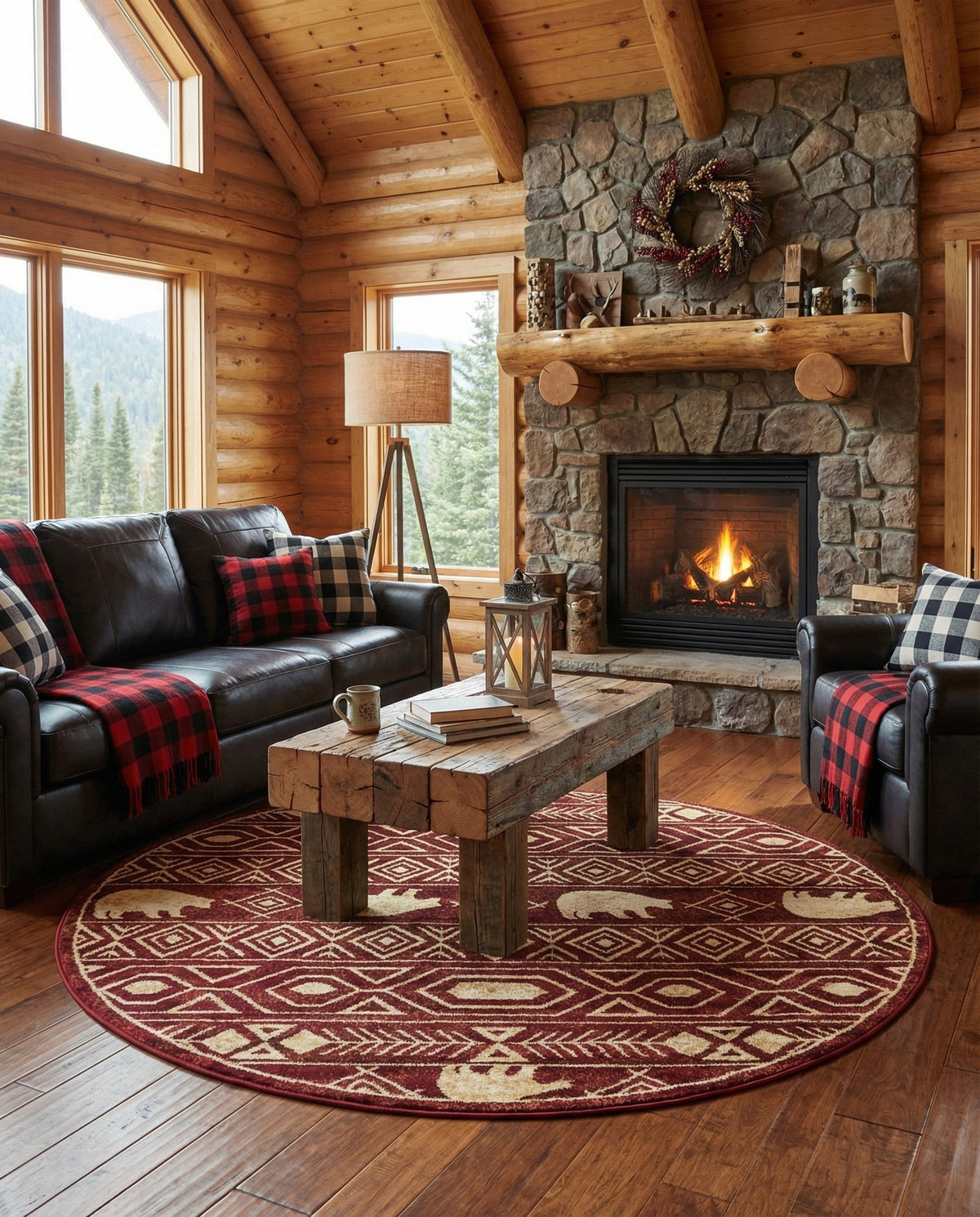 Frontier Trails Collection Area Rug -  Sedona Round Red  lifestyle 125