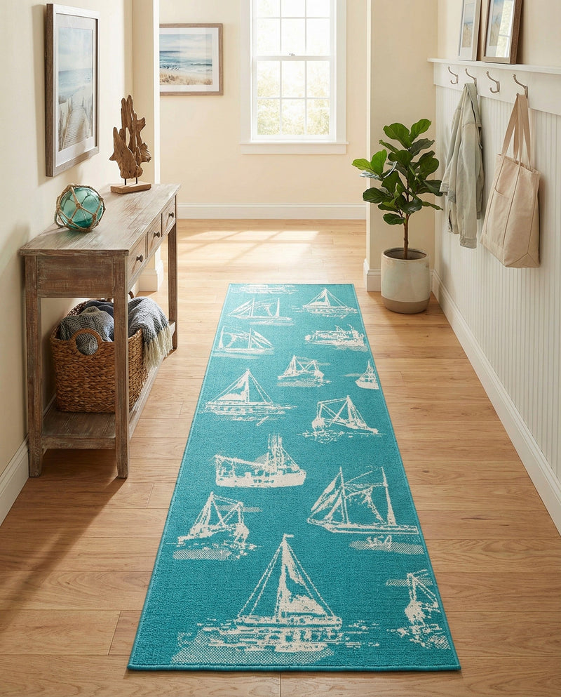 Seaside Haven Rugs Collection Area Rug -  Beachcomber Runner Teal  lifestyle 44