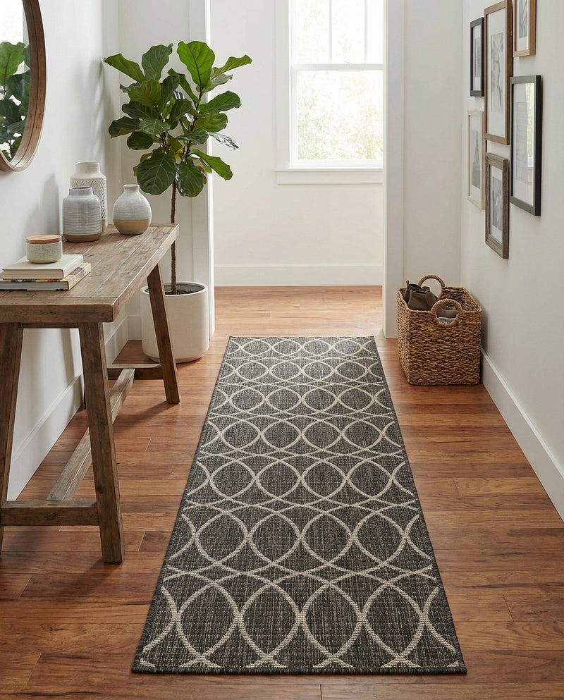 Savannah Pergola Collection Area Rug -  Pavilion (Charcoal) Runner Charcoal  lifestyle 42