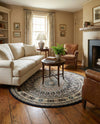 Persian Elegance Collection Area Rug -  Hamedan (Navy Blue) Round Navy Blue  lifestyle 32