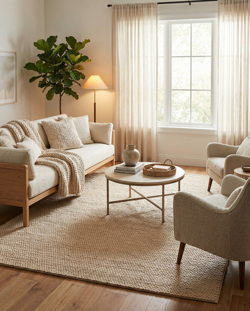 Lana Tasmanian Wool Collection Area Rug - Waitomo Rectangle Taupe  lifestyle 48