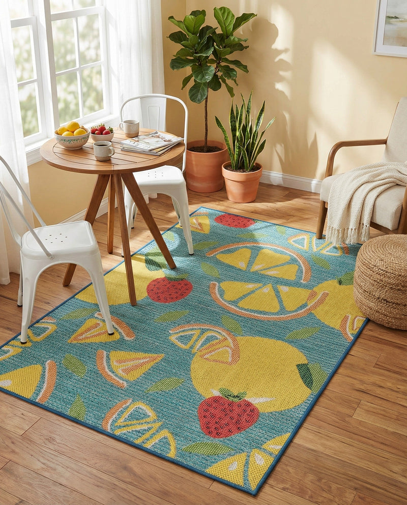 Coastal Terrace Collection Area Rug -  Cove Rectangle Blue  lifestyle 6