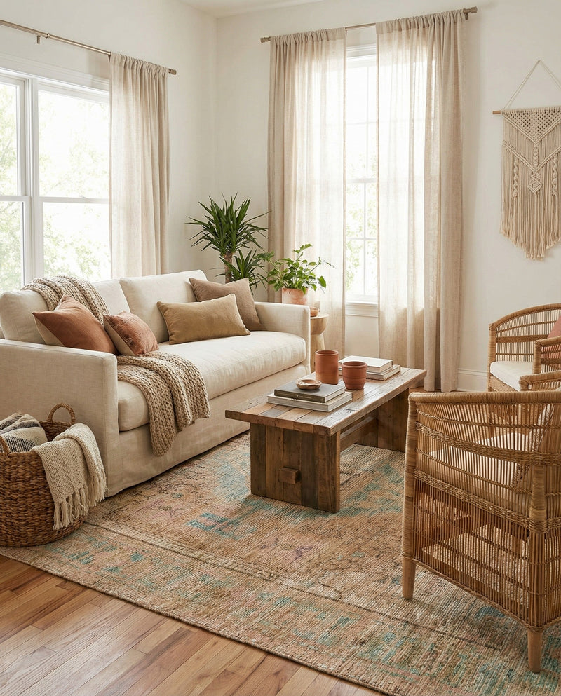 Savannah Threads Collection Area Rug -  Mojave Rectangle Khaki and Ivory  lifestyle 18