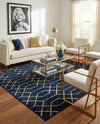 Hollywood Luxe Collection Area Rug - Sunset (Navy Blue Gold) Square Navy Blue Gold  lifestyle 55