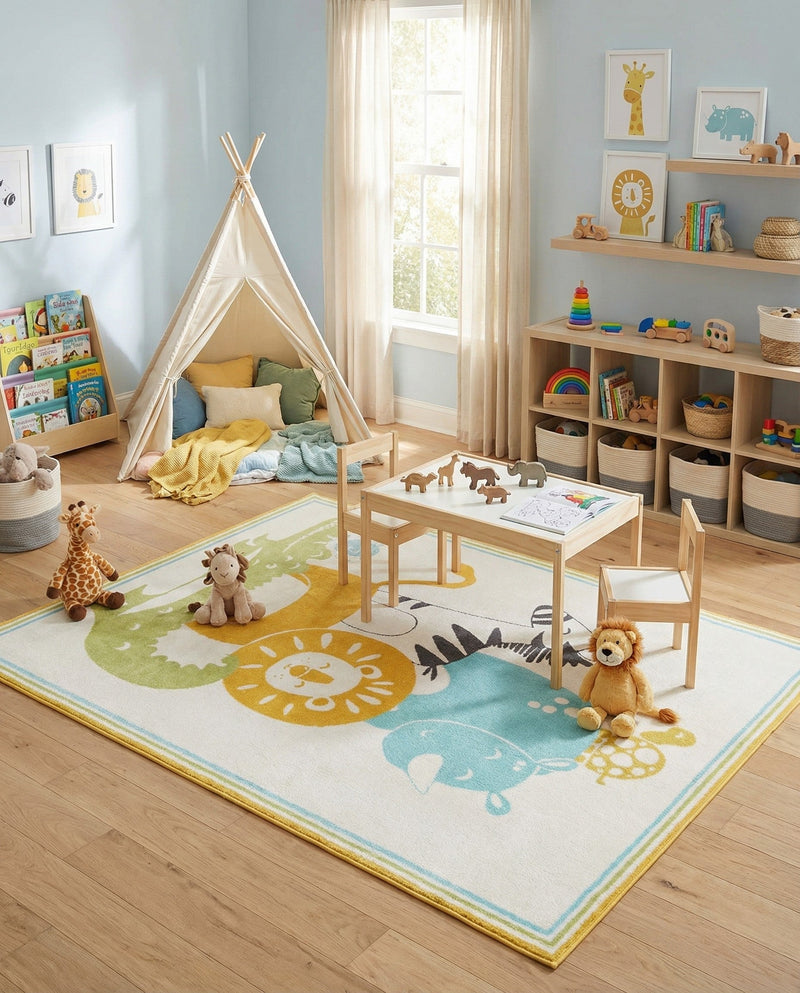 Wonder Tykes Collection Area Rug -  Prismatic Rectangle Ivory  lifestyle 4